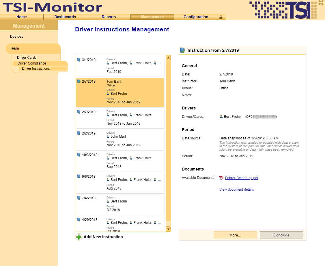 Easily plan, execute, manage and document driver instructions